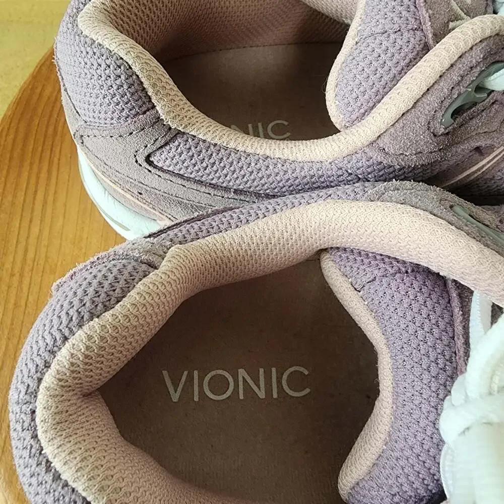 Vionic Walker Shoes Womens Size 7.5 Wide Pink Suede Walking Comfort Sneakers